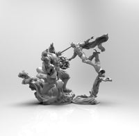 E439 - Comic character design, The Super and dark guy fighting scene statue, STl 3D model design print download files