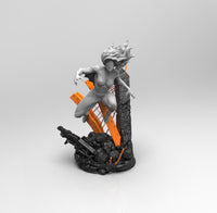 E501 - Comic character design, The Sogeky Girl with gun statue, STL 3D model design print download files