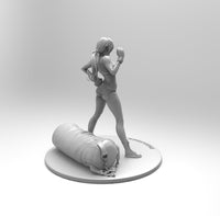 E249 - Female character design, The Kock out girl with punch bag, STL 3D model design print download files