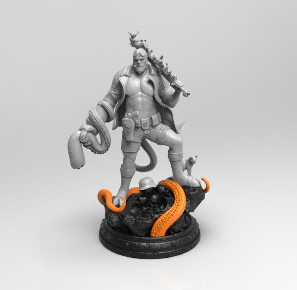 A389 - Comic character design, a hell guy love octopus, STL 3D model design print download files