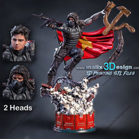 B126 - Comic Character design, The Winter soldier statue, STL 3D model design print download files